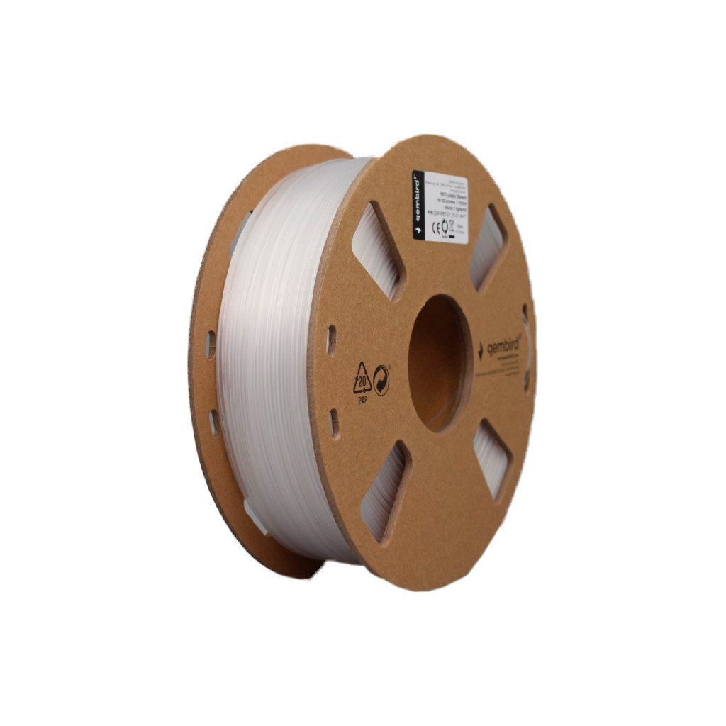 Пластик для 3D-принтера Gembird PETG, 1.75 мм, natural, 1 кг (3DP-PETG1.75-01-NAT) - изображение 1