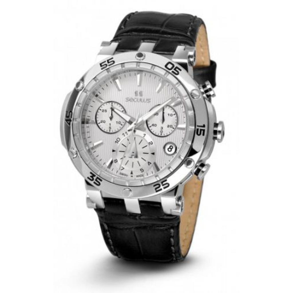 Наручний годинник Seculus 1682.2.503 white, ss, black leather - зображення 1