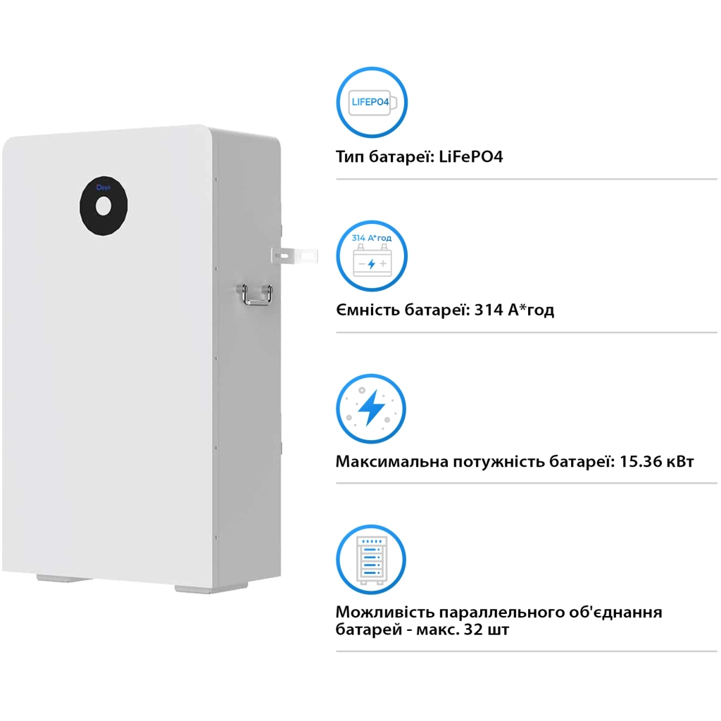 Батарея LiFePo4 Deye RW-F16 51.2V - 314Ah (RW-F16) - зображення 3