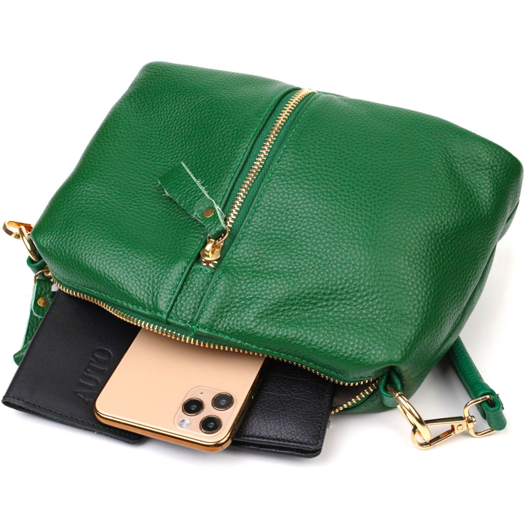 Сумка Vintage Через плече із натуральної шкіри Зелена (22097) - зображення 9