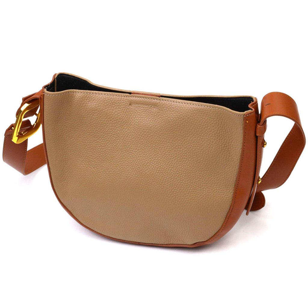 Сумка Vintage Напівкругла крос-боді з натуральної шкіри Бежева (22092) - зображення 2