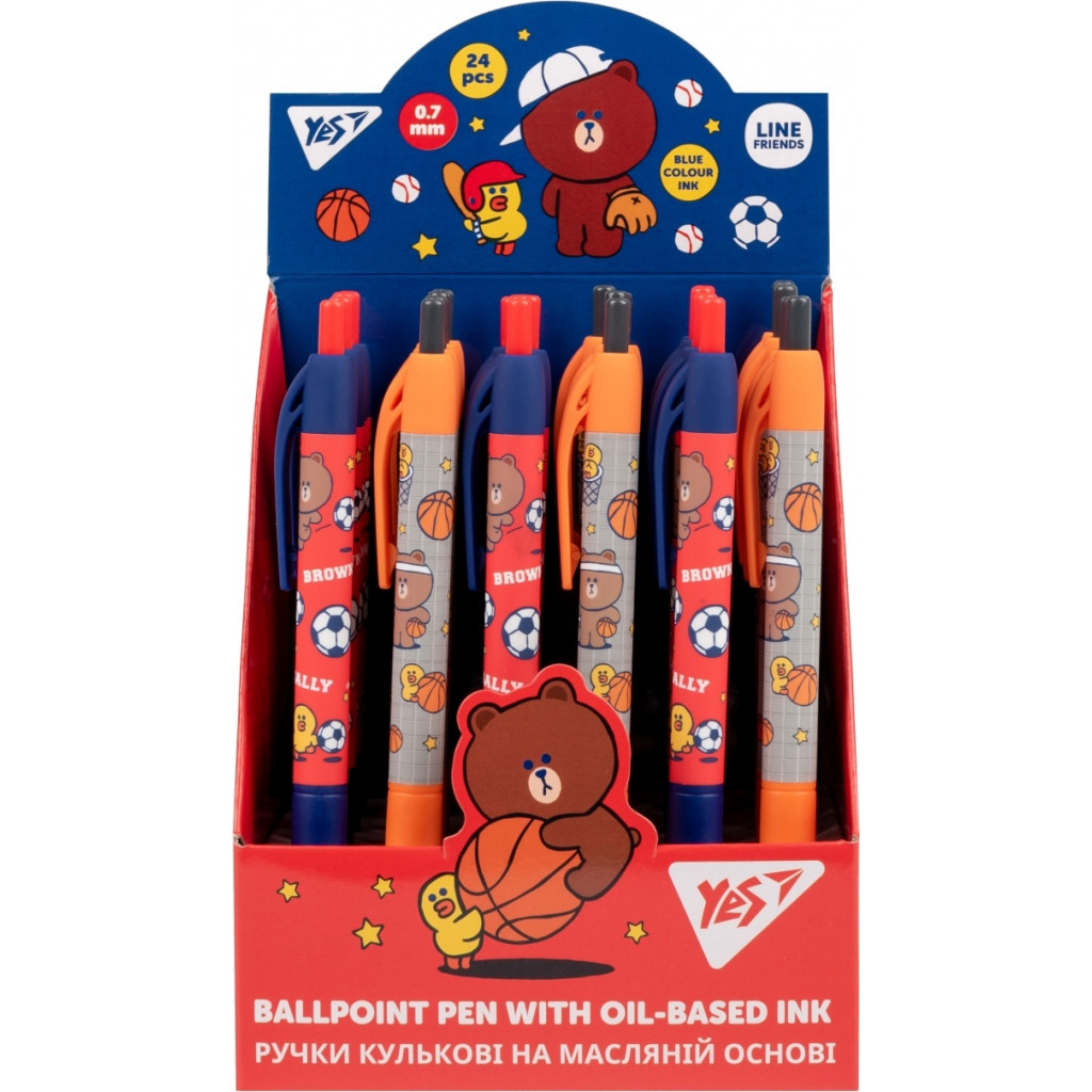Ручка кулькова Yes Line Friends. Brown`s Sport Club автоматична 0,7 мм синя (412120) - зображення 3