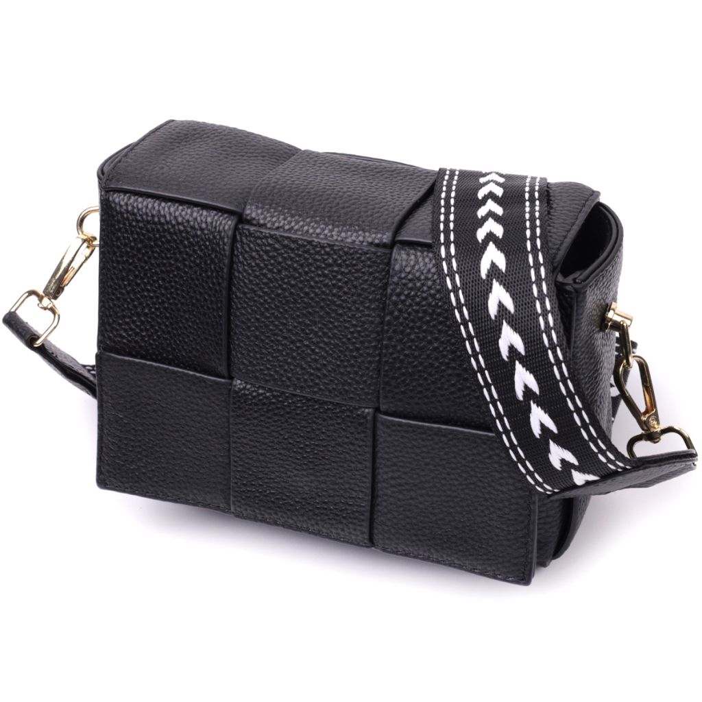 Сумка Vintage Жіноча з плетіннями з натуральної шкіри Чорна (22313) - зображення 1