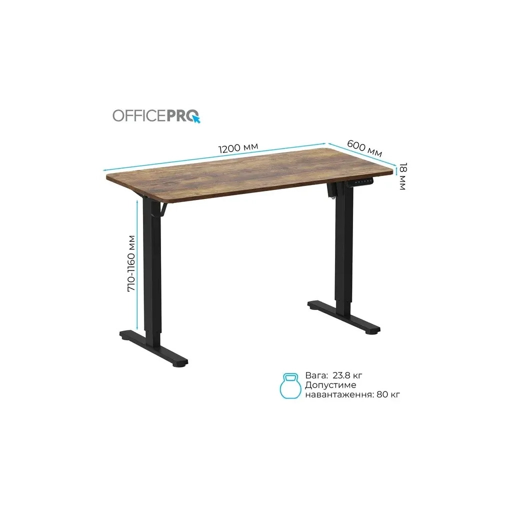 Комп'ютерний стіл OfficePro ODE1260DW Dark Wood/Black (ODE1260DW) - изображение 10