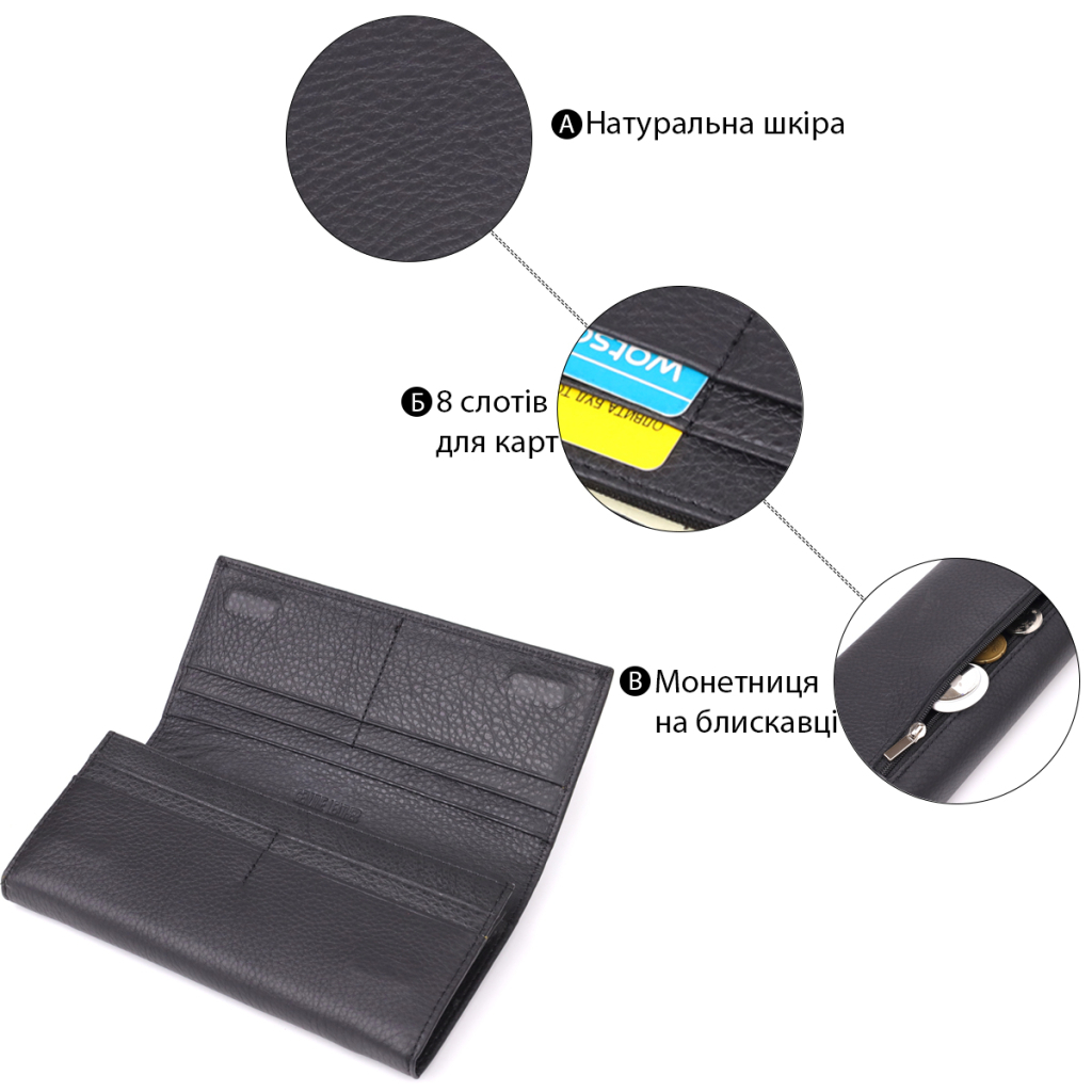 Гаманець ST Leather З натуральної шкіри Чорний (23097) - зображення 4