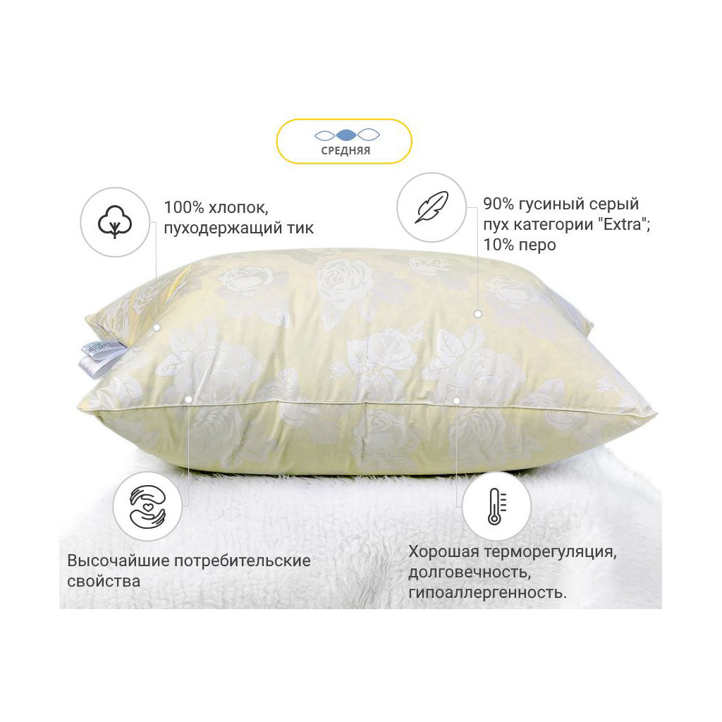 Подушка MirSon пухова Extra 107 середня 40x60 см (2200000017925) - изображение 3