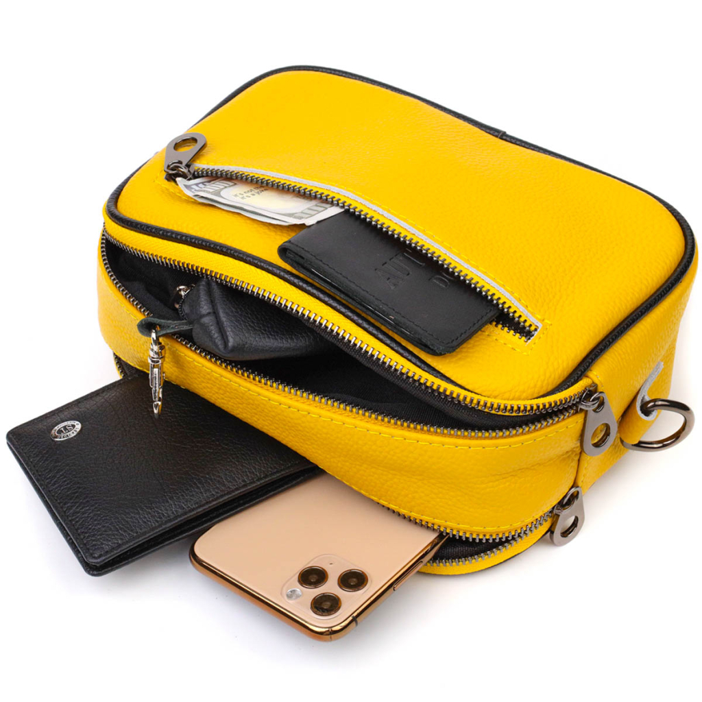 Сумка Vintage Жіноча крос-боді з натуральної шкіри Жовта (22114) - зображення 8