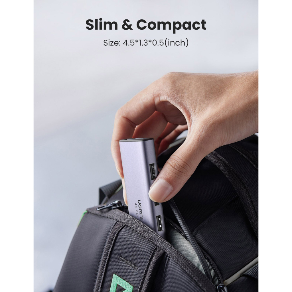 Концентратор Ugreen USB3.1 Type-C to HDMI 4K60Hz/USB 3.0х2/SD/TF/PD 100W 5-in-1 CM511 (60383) - зображення 6