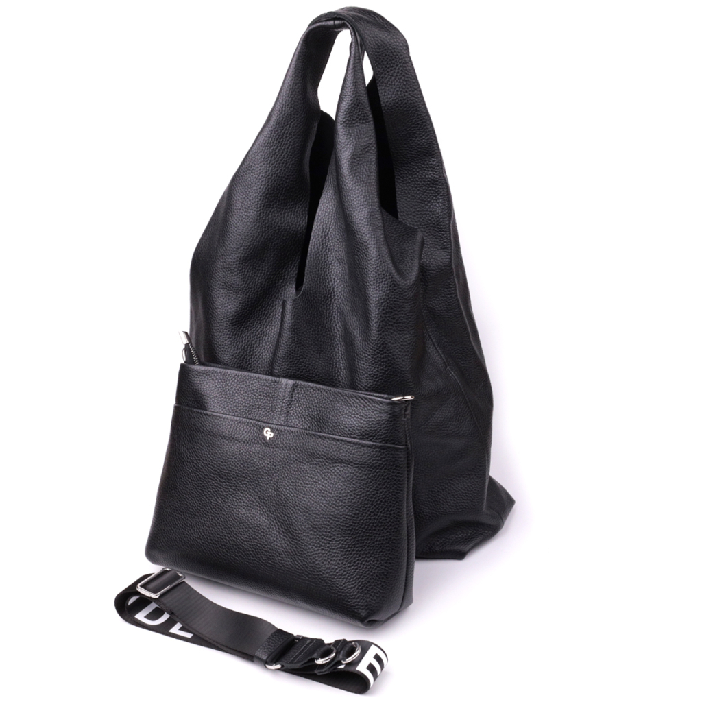 Сумка Grande Pelle Шопер 2 в 1 з натуральної шкіри Чорна (22881) - зображення 5