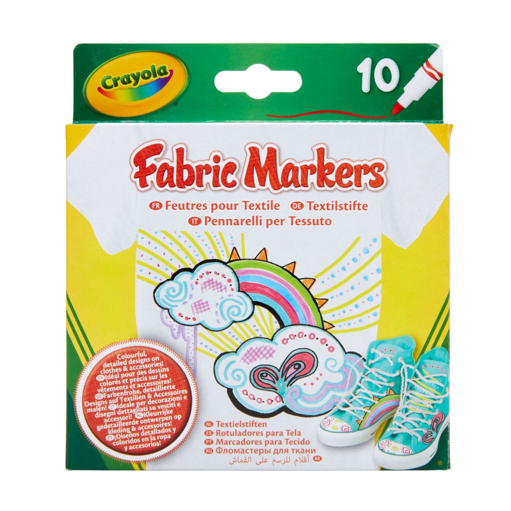 Фломастери Crayola Набір Washable Тонка лінія для малювання на тканині 10 шт (256353.012) - зображення 1