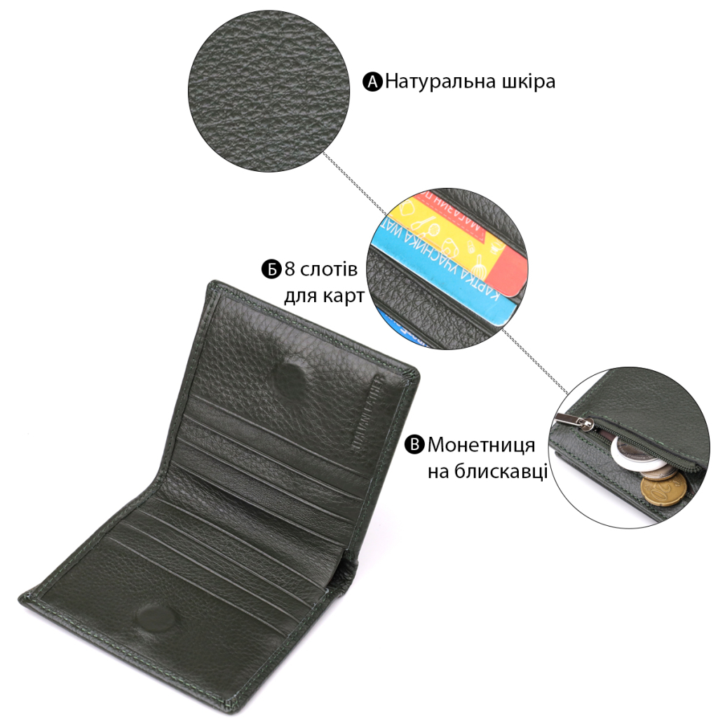 Гаманець ST Leather З натуральної шкіри Зелений (23093) - зображення 4