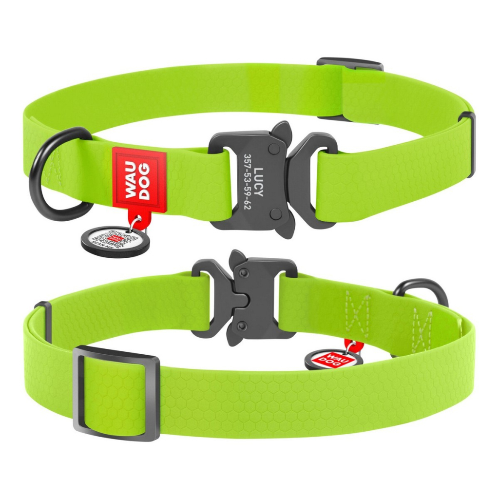 Нашийник для тварин WAUDOG Waterproof з QR паспортом S Ш 15 мм Д 23-35 см(салатовий) (28005) - зображення 4