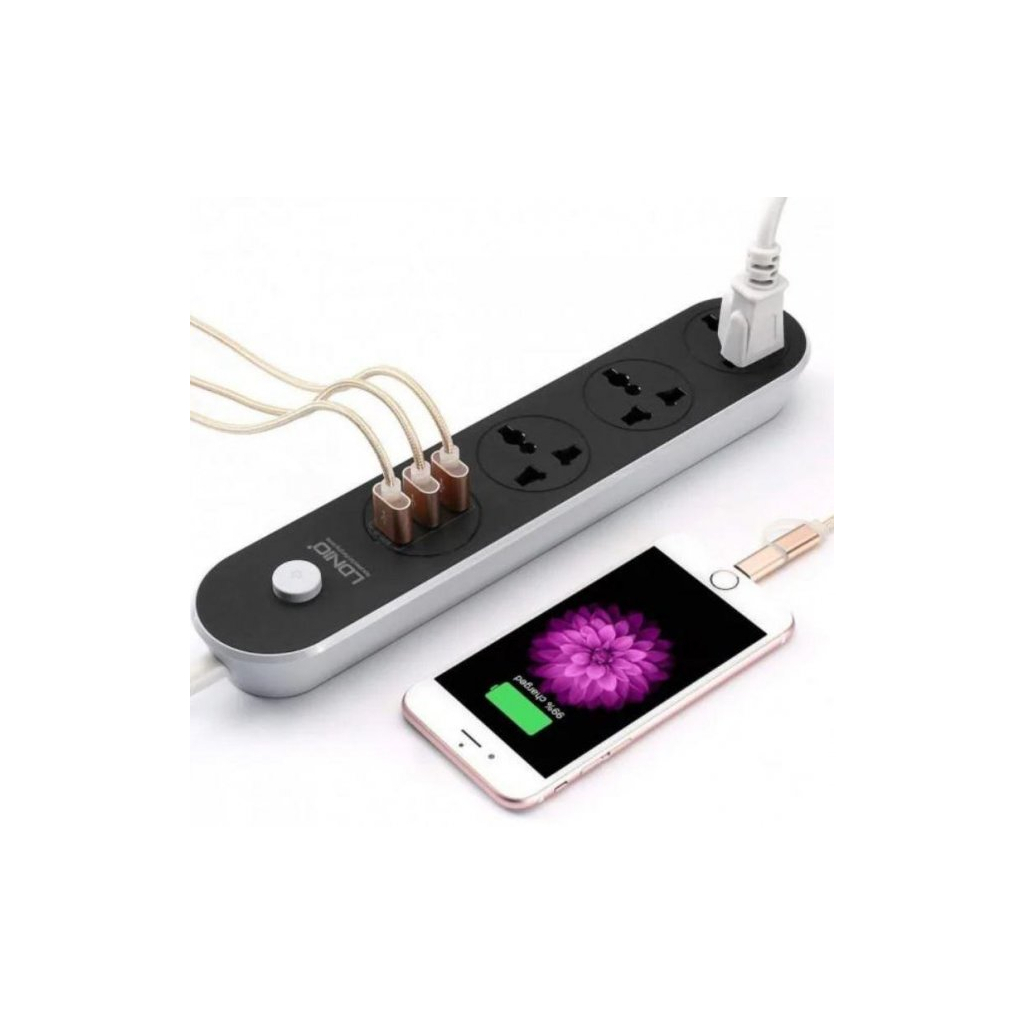 Мережевий фільтр живлення LDNIO SC3301, 3 роз+3USB (SC3301) - зображення 5