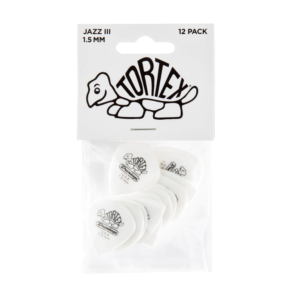 Медіатор Jim Dunlop Tortex White Jazz III Pick 1.50mm 12 шт. (478P1.5) - зображення 3