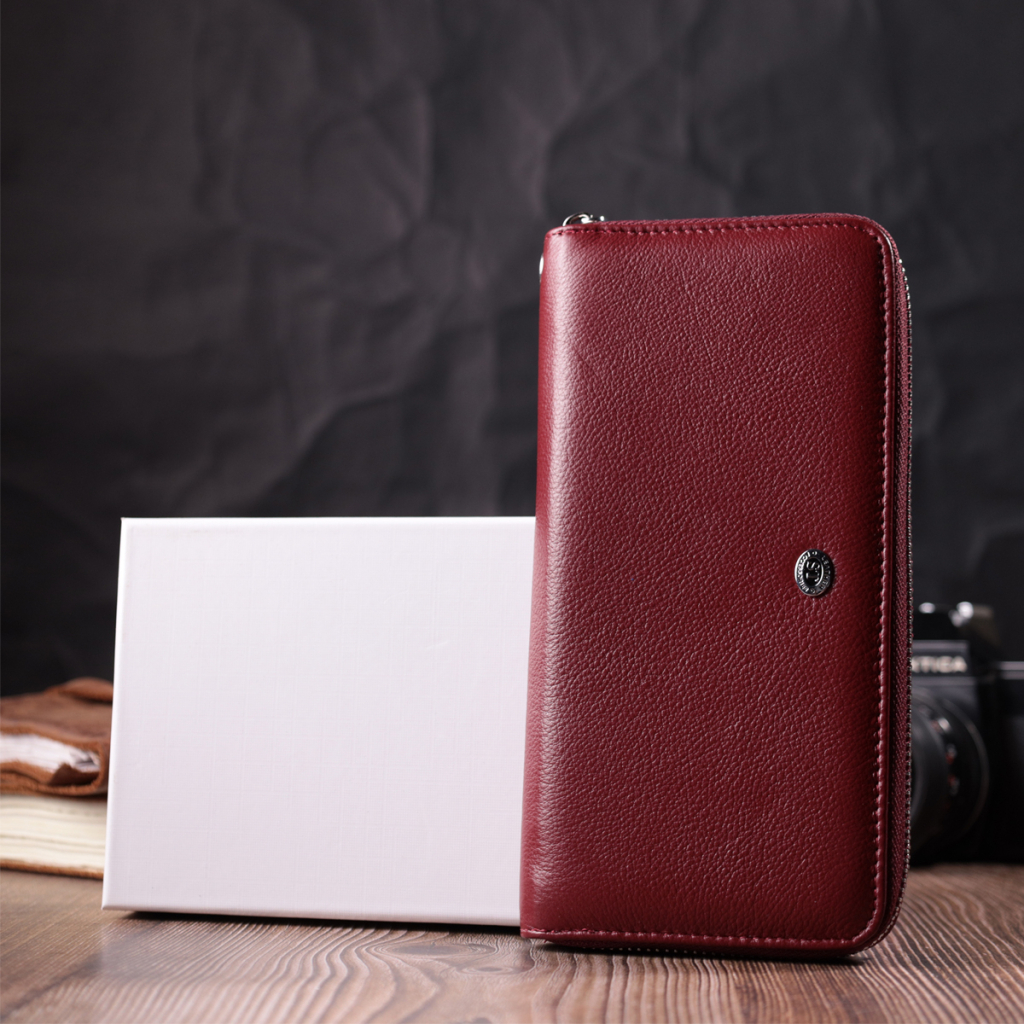 Гаманець ST Leather З натуральної шкіри Бордовий (22560) - зображення 10