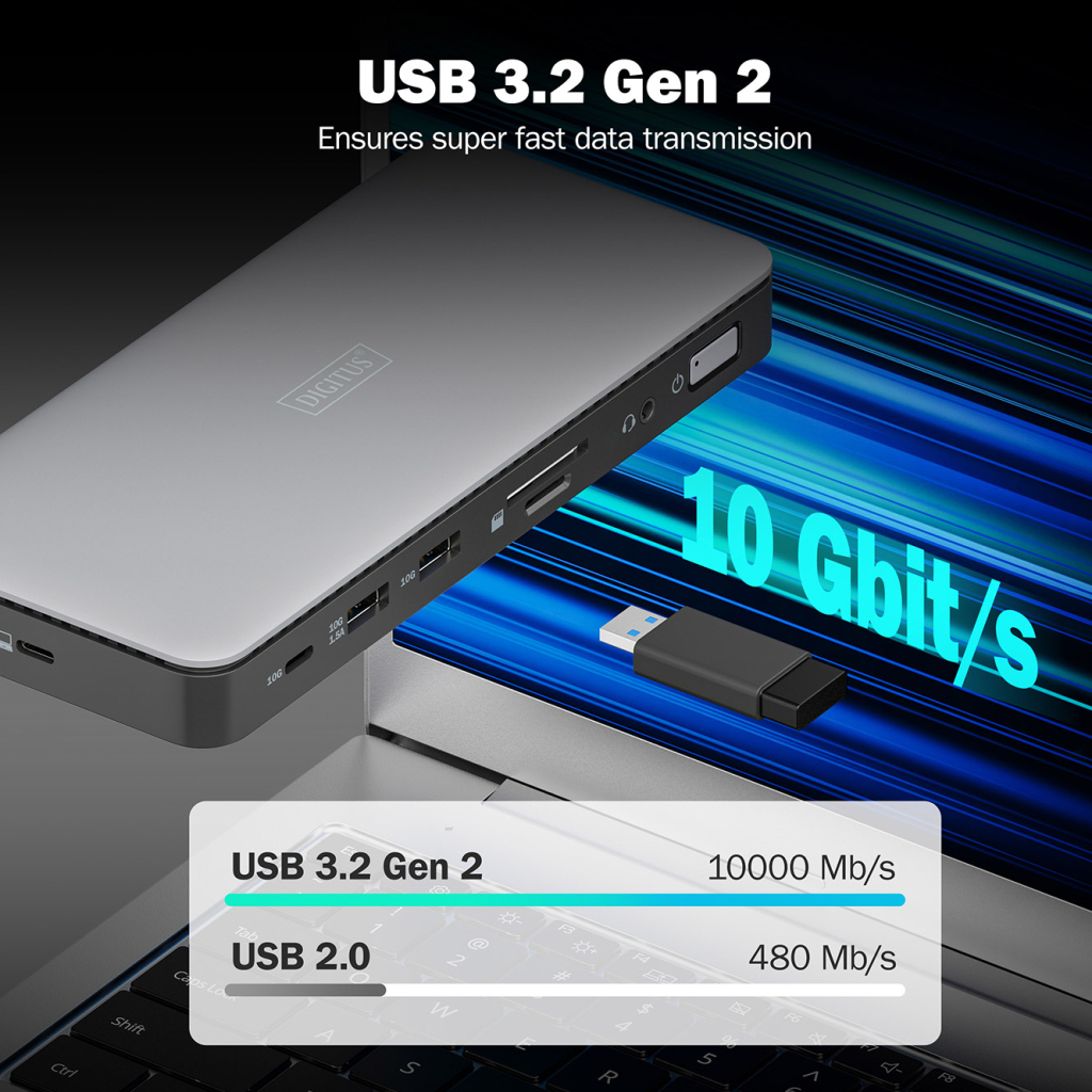 Порт-реплікатор Digitus USB-C > 2xHDMI/DP/2xUSB-A/USB-C/SD/MicroSD/RJ54/DC/Audio (DA-70917) - изображение 9