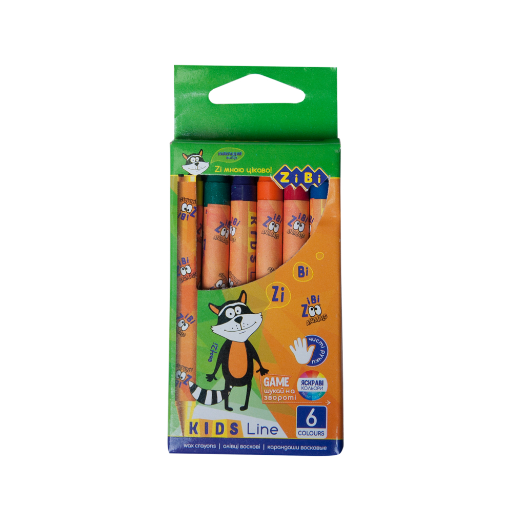 Олівці кольорові ZiBi Kids line воскові, 6 кольорів (ZB.2480) - зображення 1