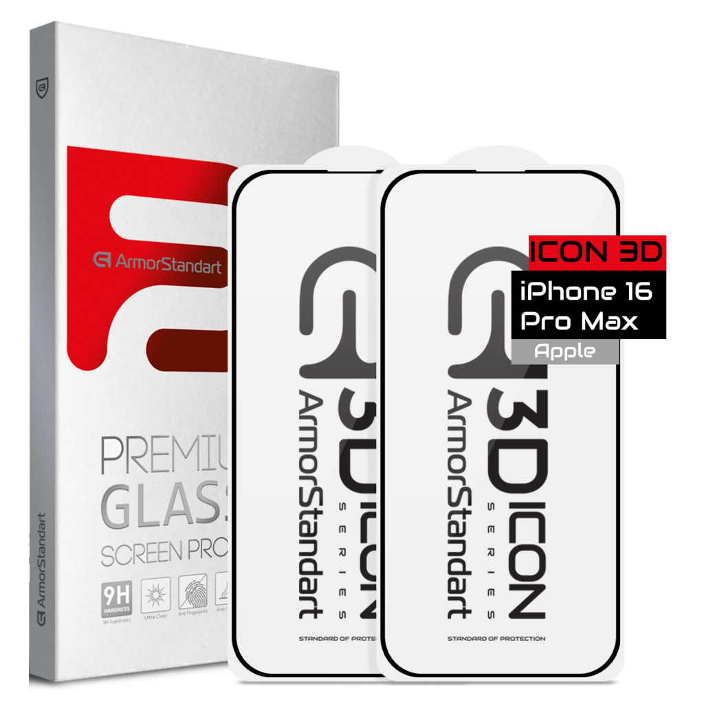 Скло захисне Armorstandart Kit Icon 3D iPhone 16 Pro Max Black 2 pcs (ARM83514) - зображення 1