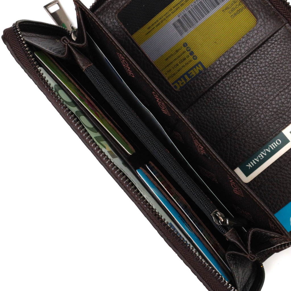 Гаманець Bond Accessories З одним відділенням з натуральної шкіри Коричнева (22028) - зображення 7