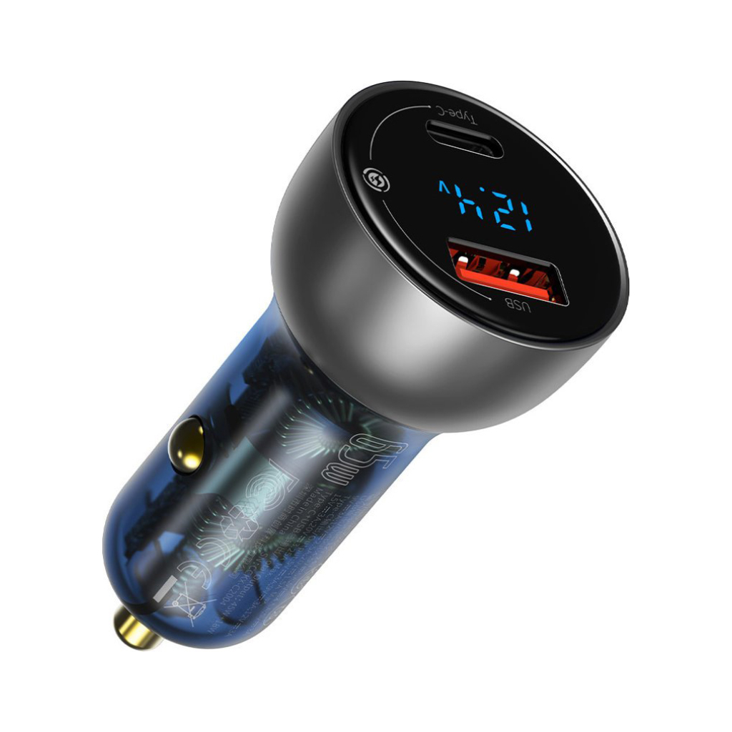 Зарядний пристрій Baseus Particular Digital Display QC+PPS Dual Quick Charger Car Charger 65W Shallow tarnish (CCKX-C0A) - зображення 1