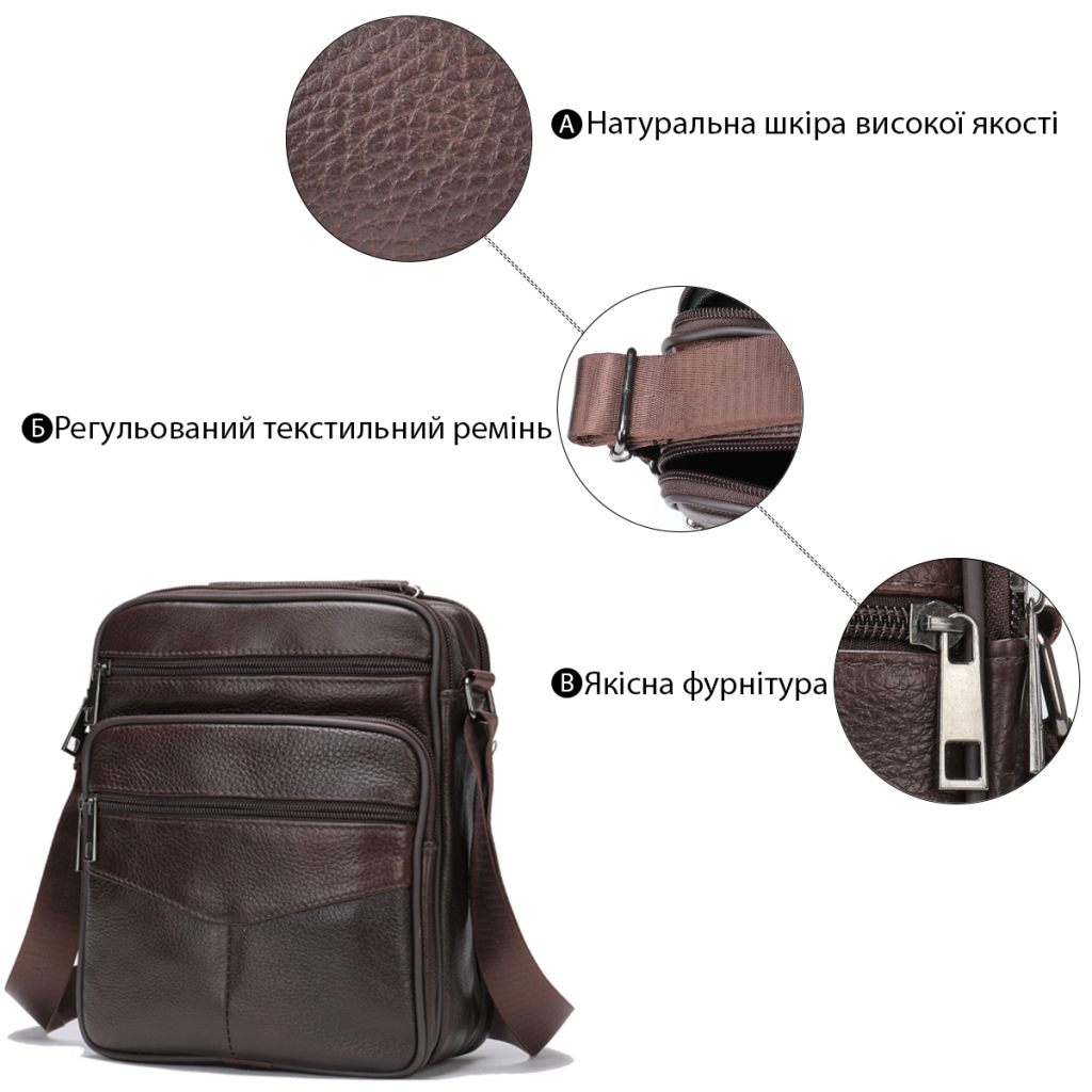 Сумка Vintage З двома кишенями Коричнева (14706) - зображення 4