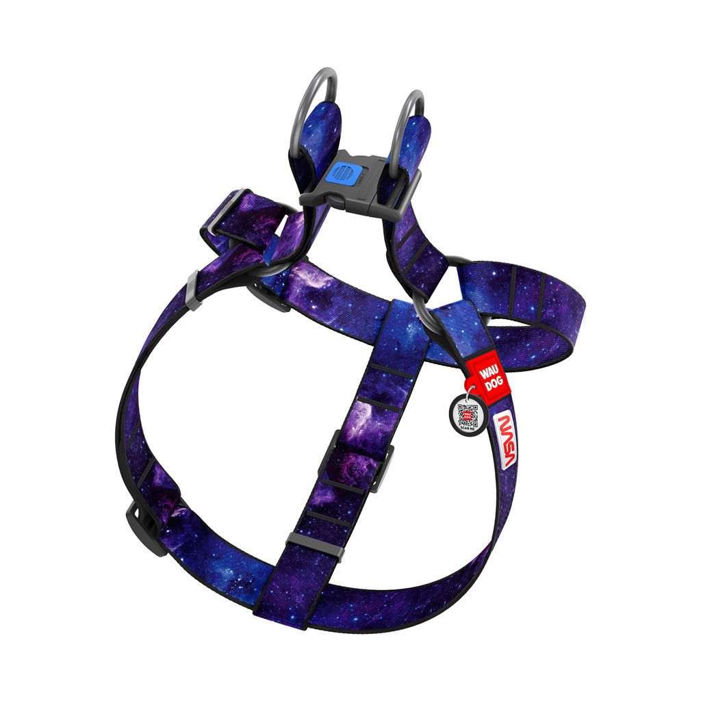 Шлея для собак WAUDOG Nylon з QR паспортом "NASA21" пластиковий фастекс XL (324-0148) - изображение 2
