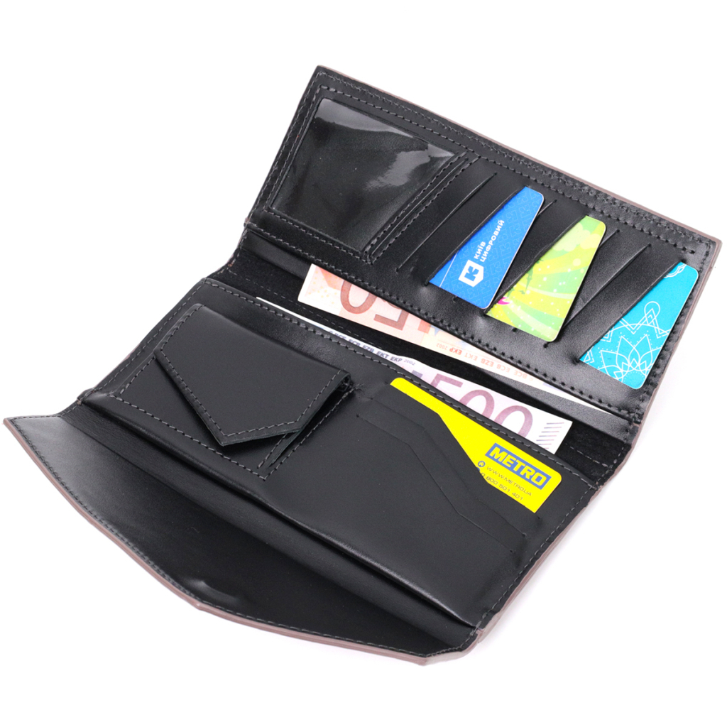 Гаманець Grande Pelle З монетницею зовні з натуральної шкіри Пудровий (11648) - зображення 7