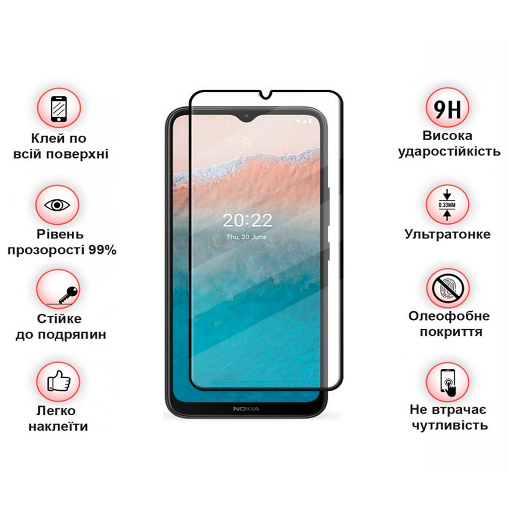 Скло захисне BeCover Nokia C21 Plus / Nokia C22 Black (708145) - зображення 3