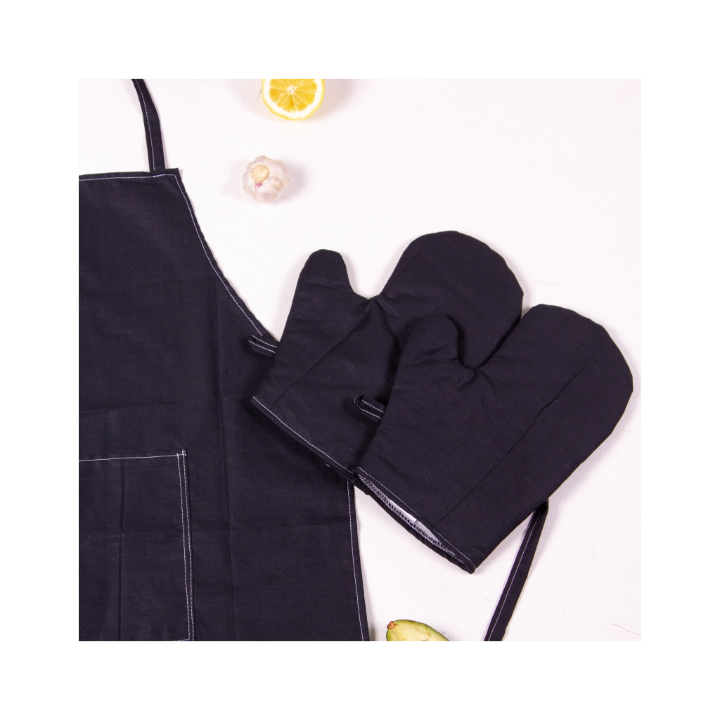 Фартух MirSon Набір 16-9000 Black Stone бязь дві прихватки + дві рукавички-прихватки + фартух (2200006752615) - picture 4