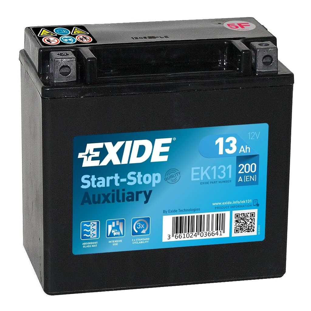 Акумулятор автомобільний EXIDE START STOP AUXILIARY 13Ah (+/-) (200CCA) (EK131) - зображення 1