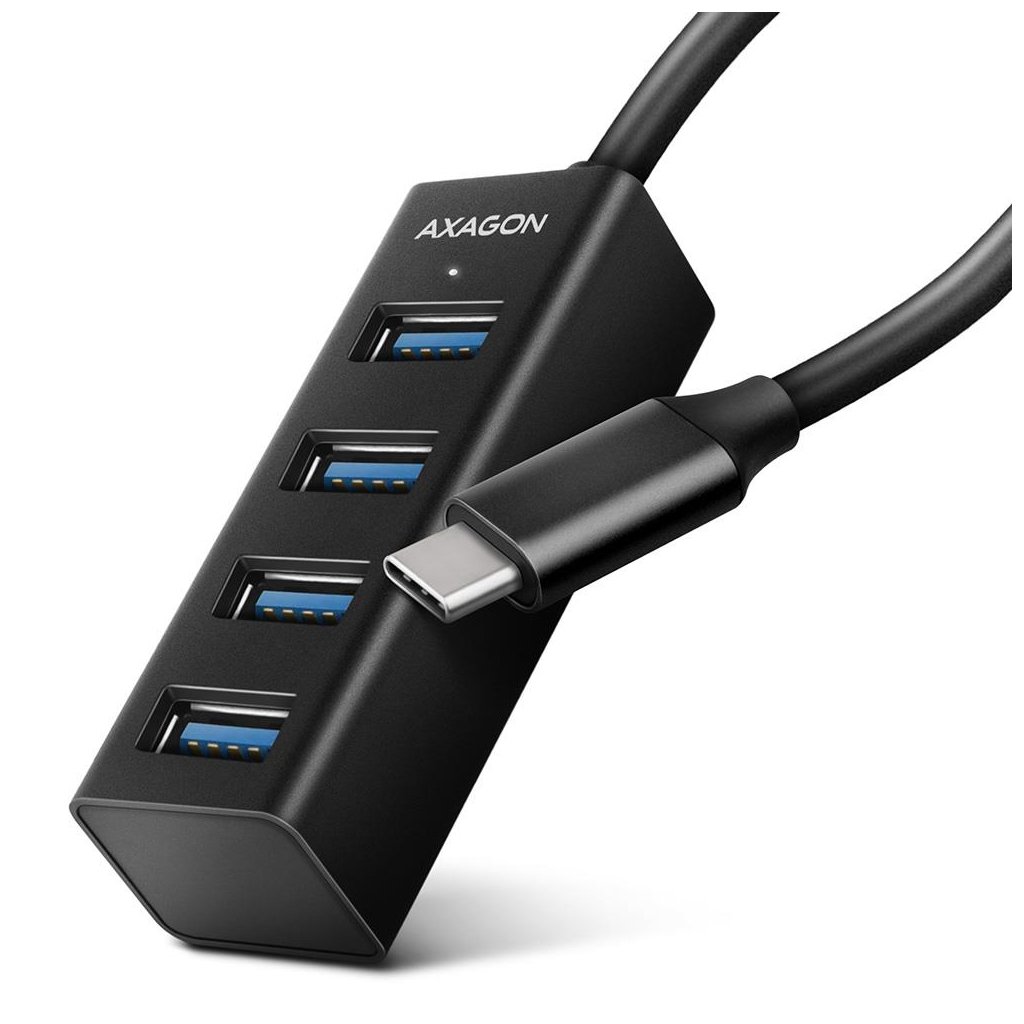 Концентратор AXAGON USB-C to 4xUSB 3.0 0.2m black (HUE-M1C) - зображення 1