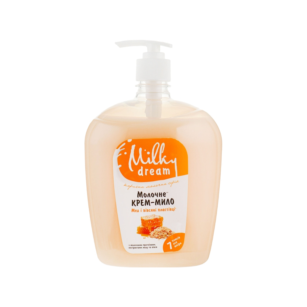 Рідке мило Milky Dream Мед з вівсяними пластівцями з дозатором 1000 мл (4820205300028) - зображення 1