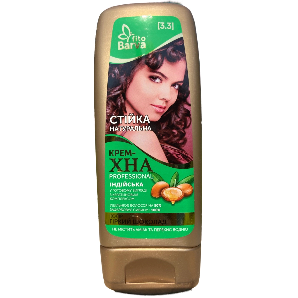 Хна Fito Barva Professional Індійська крем-хна в готовому вигляді 3.3 - Гіркий шоколад 140 мл (4820098542307) - изображение 1