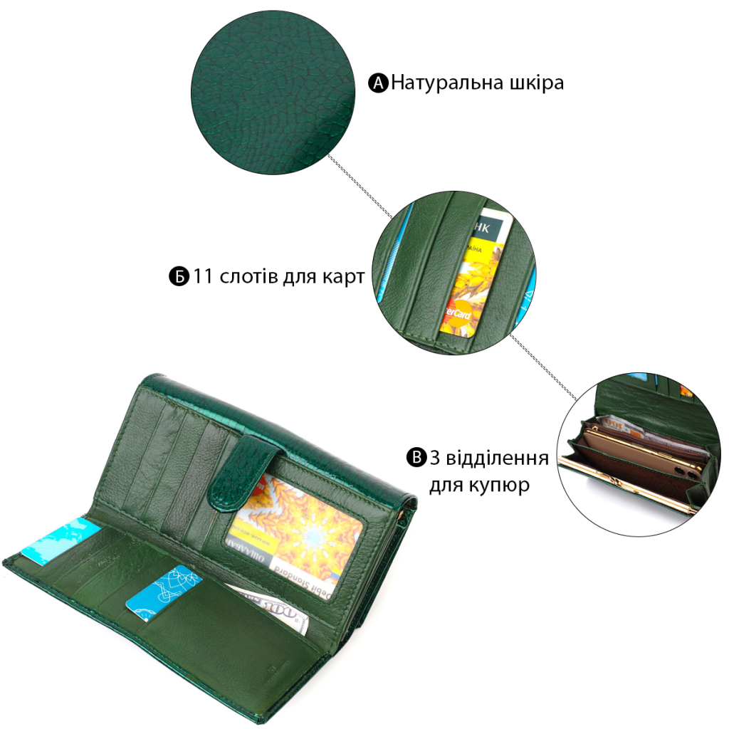Гаманець ST Leather З натуральної шкіри Зелений (19424) - зображення 4