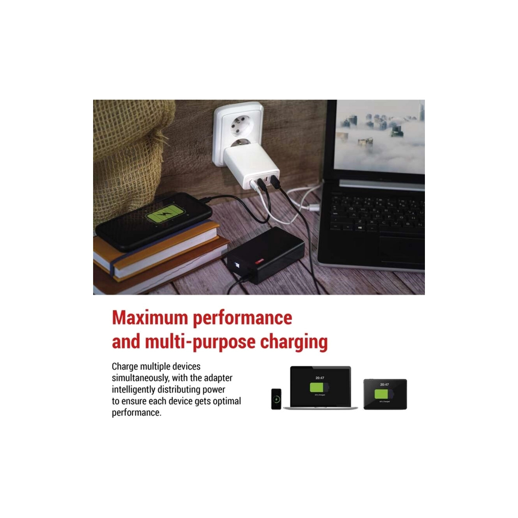 Зарядний пристрій EMOS V06G120 1xUSB-A + 3xUSB-C PD120W GaN (V06G120) - зображення 4