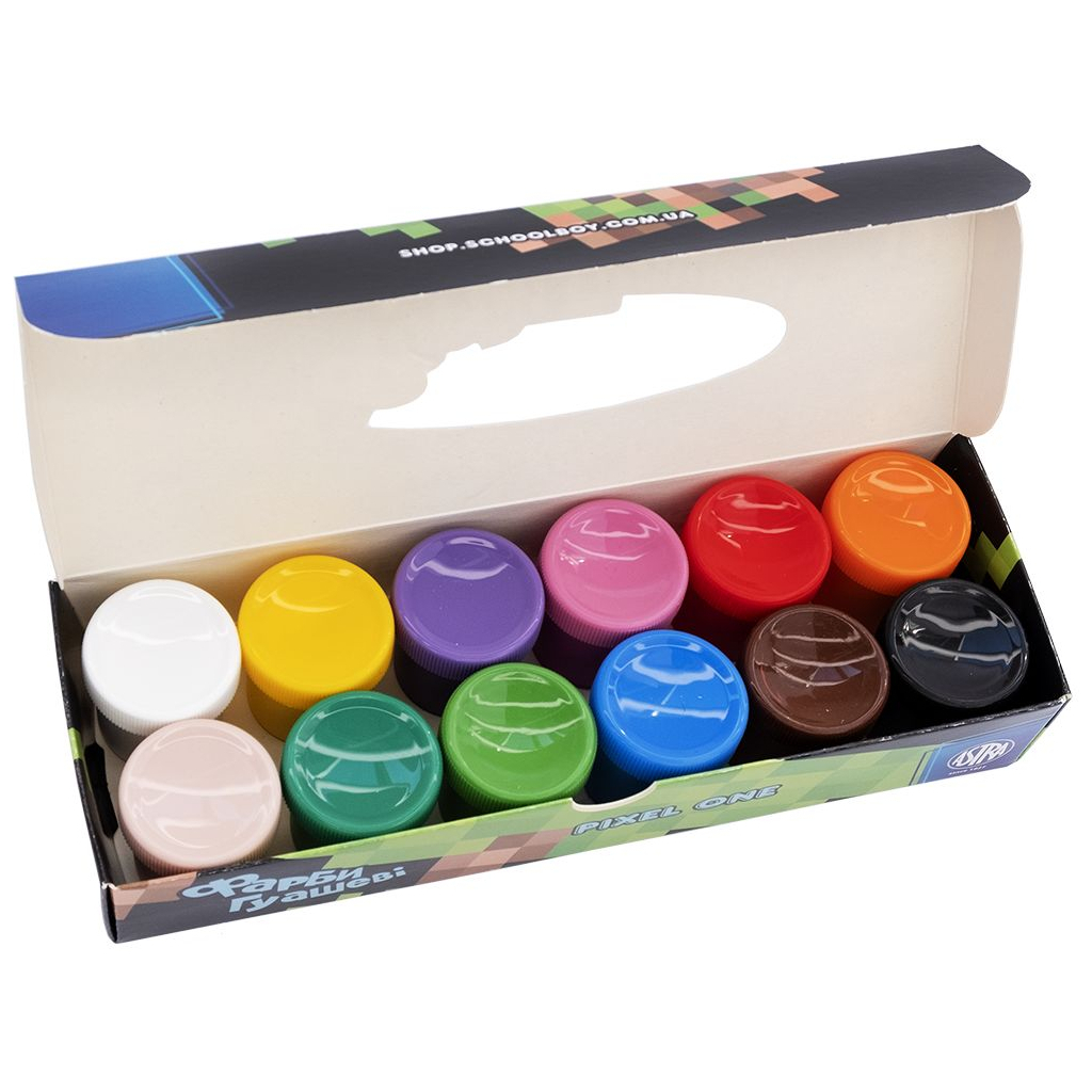 Гуашеві фарби Школярик Pixel One 12 кольорів по 20 мл (301221006-UA) - зображення 2