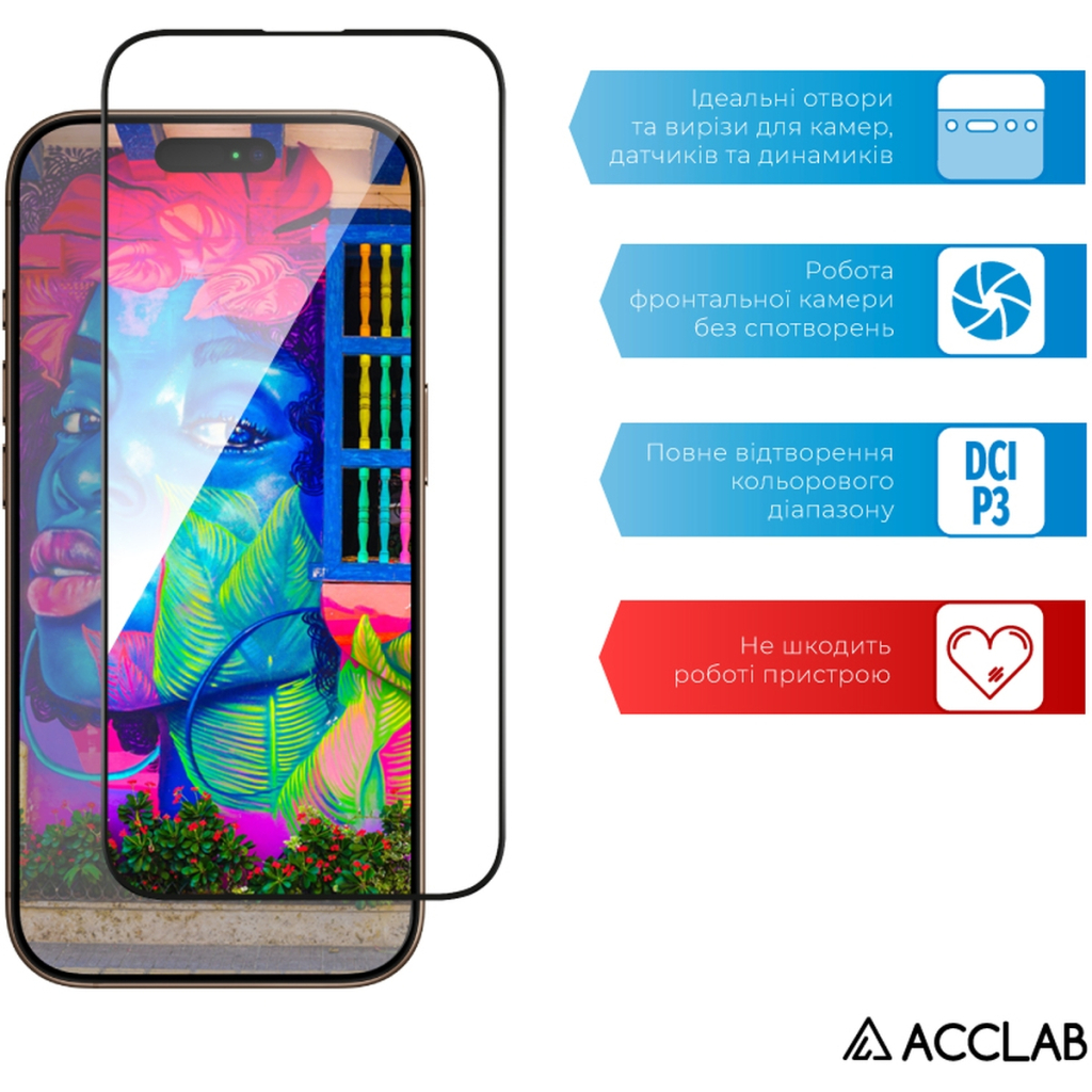 Скло захисне ACCLAB Full Glue Apple iPhone 16 Pro Max Black (1283126593284) - зображення 5