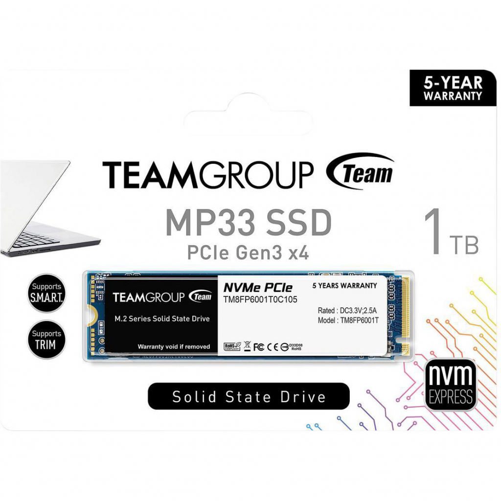 Накопичувач SSD M.2 2280 1TB Team (TM8FP6001T0C101) - зображення 3