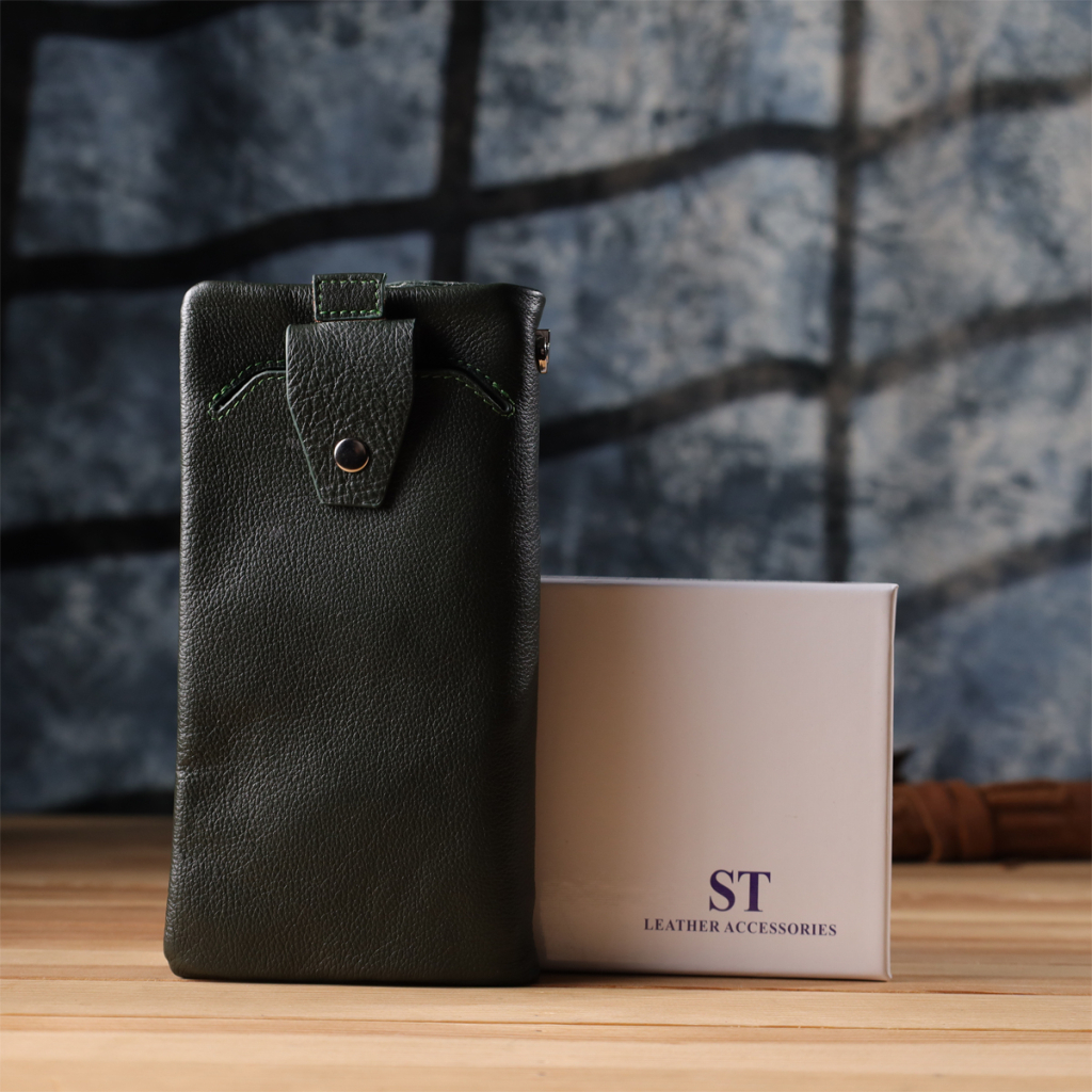 Гаманець ST Leather З відділенням під телефон Зелений (23103) - зображення 11