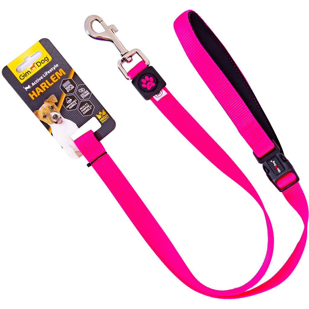 Повідець для собак GimDog HARLEM нейлон/неопрен 2.0x120 см (рожевий) (8009632058887) - зображення 1