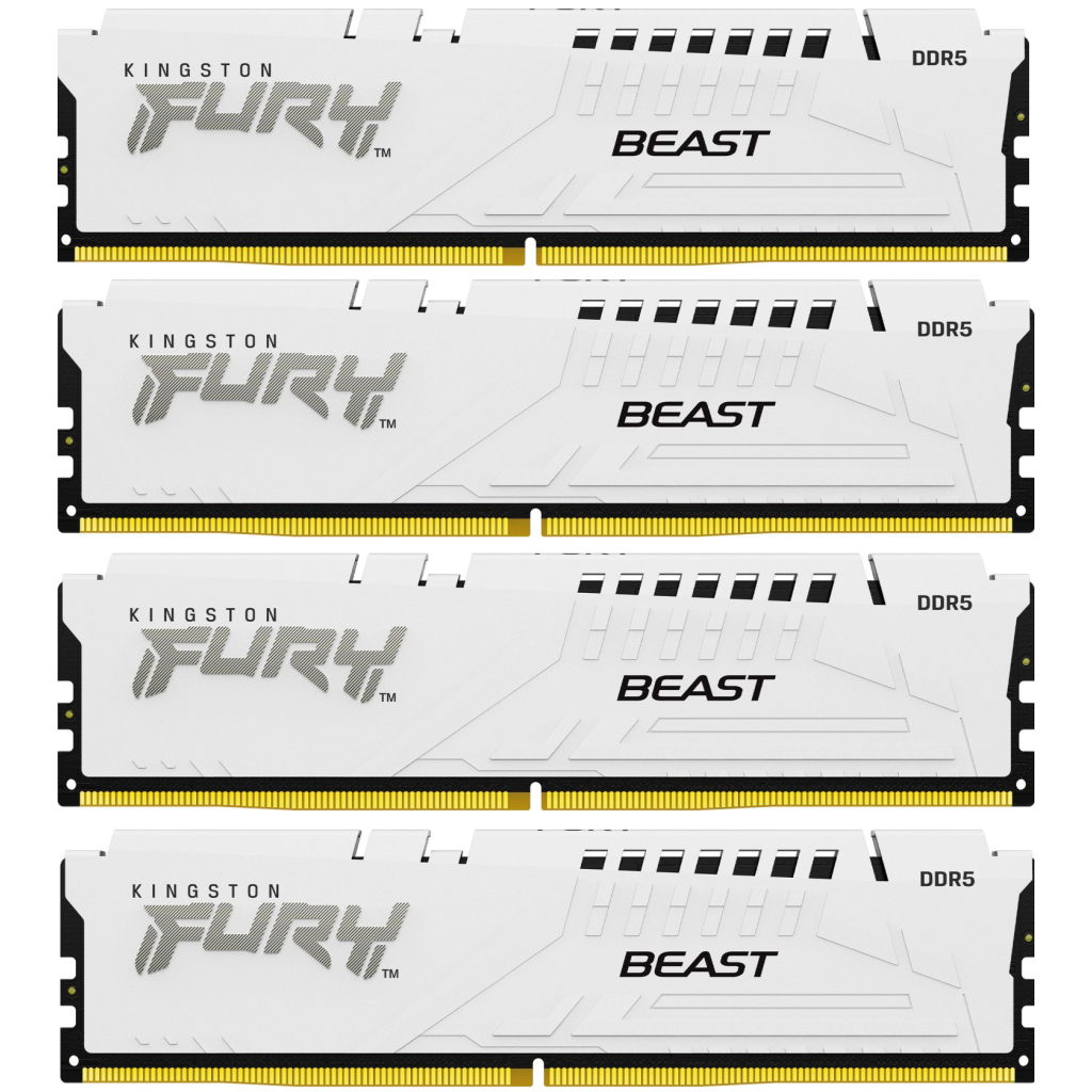 Модуль пам'яті для комп'ютера DDR5 128GB (4x32GB) 5600 MHz FURY Beast White Kingston Fury (ex.HyperX) (KF556C40BWK4-128) - зображення 1