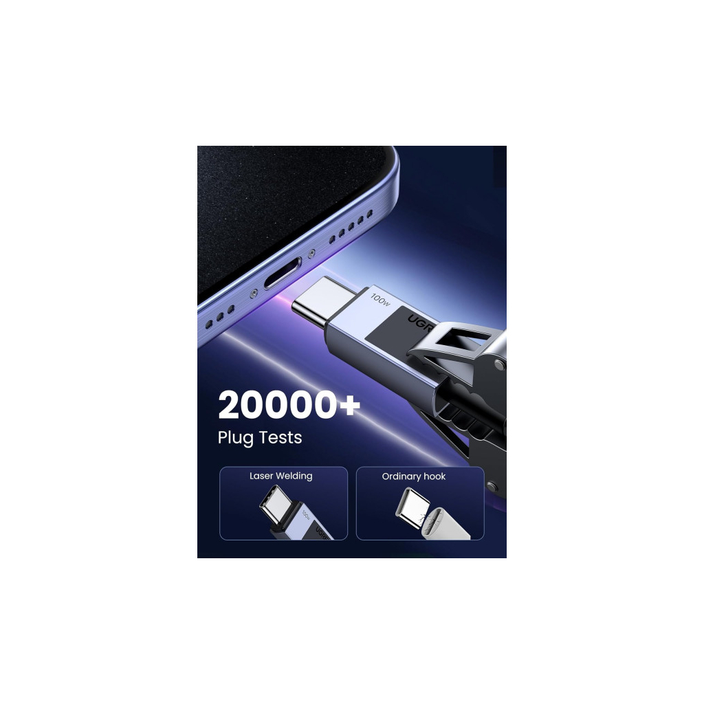 Дата кабель USB-C to USB-C 3.0m 100W L512 gray UGREEN (45065) - зображення 7