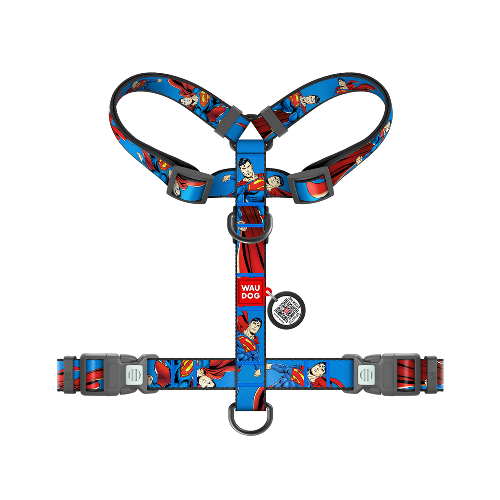 Шлея для собак WAUDOG Nylon H-подібна з QR-паспортом "Сила Супермена", пластиковий фастекс S (343-1079) - зображення 2