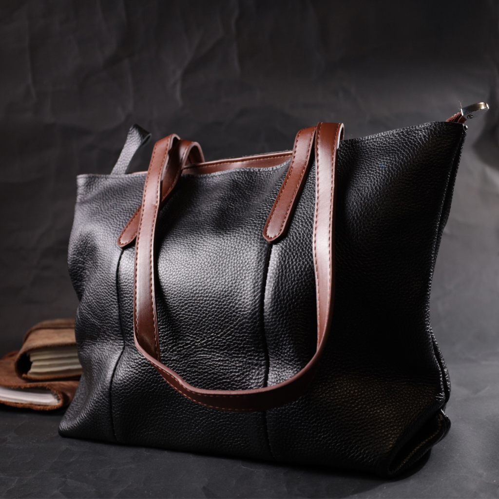 Сумка Vintage Містка сумка Жіноча з натуральної шкіри Чорна (22281) - зображення 9