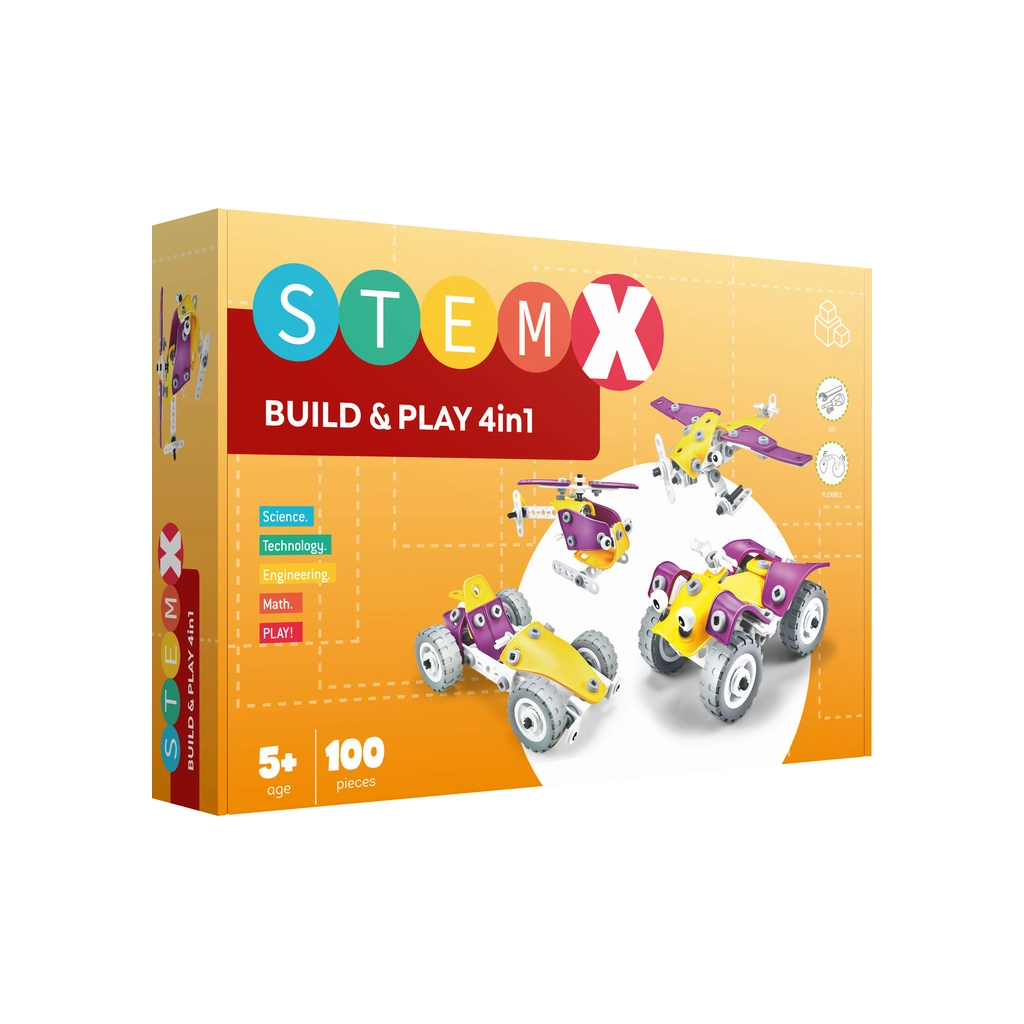 Конструктор Stem з болтами Build&Play 4 в 1 на 100 деталей (3858894673308) - зображення 1