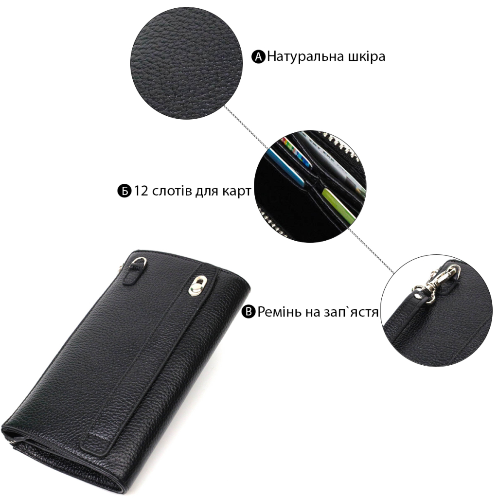 Гаманець Bond Accessories З натуральної шкіри флотар Чорна (22050) - зображення 4