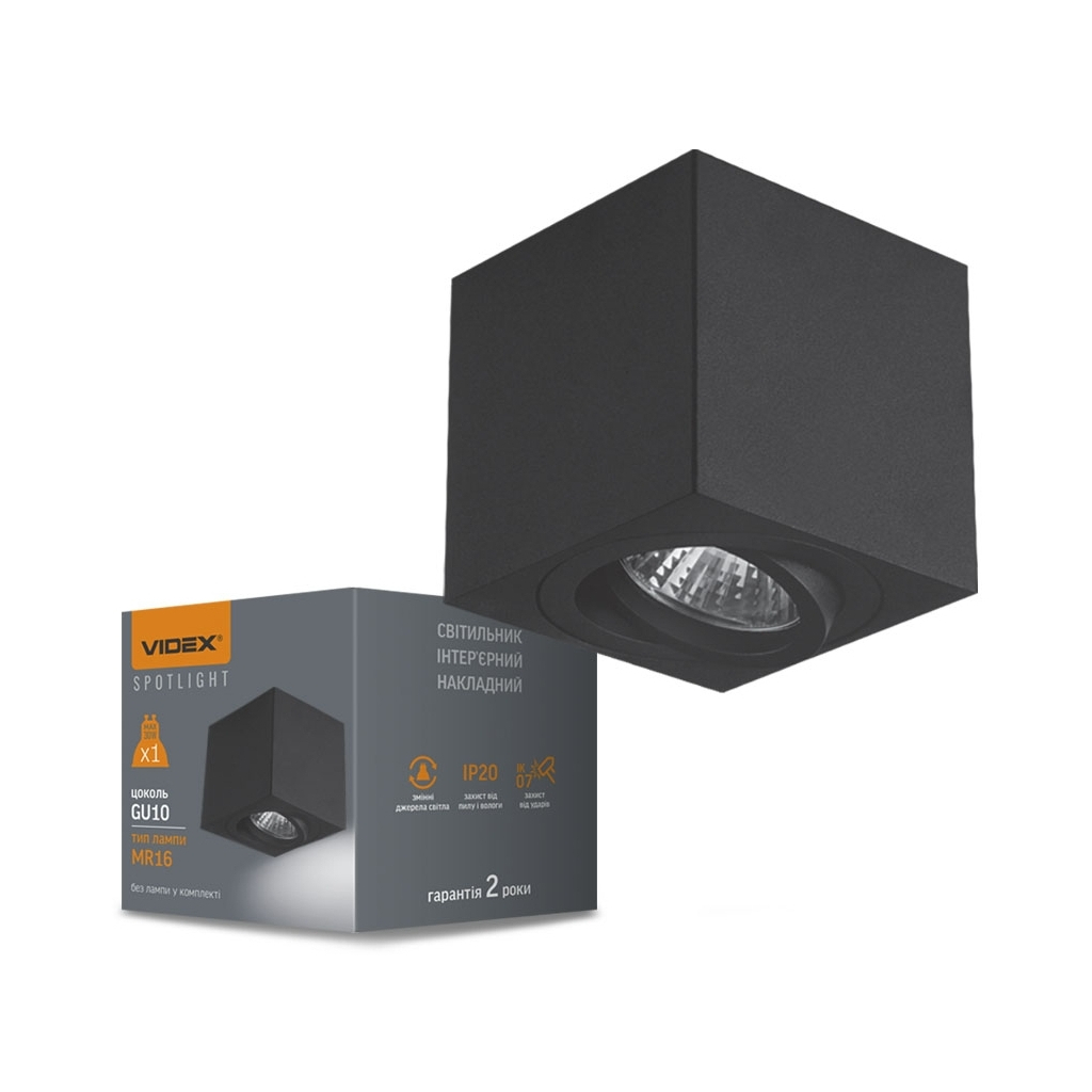 Світильник точковий Videx під лампу GU10 SPF01 накладний чорний (VL-SPF01-B) - зображення 3