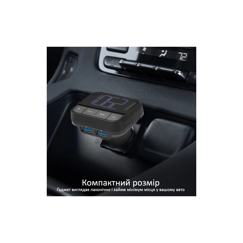 FM модулятор Promate ezfm-2 black AUX/SD/USB Black (ezfm-2.black) - зображення 7