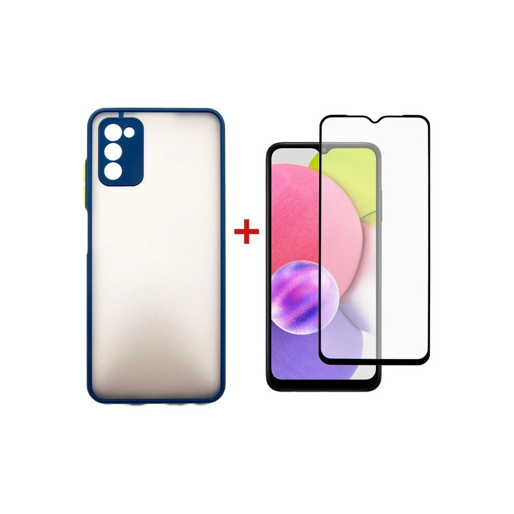 Чохол до мобільного телефона Dengos Kit for Samsung Galaxy A03s case + glass (Blue) (DG-KM-25) - зображення 1