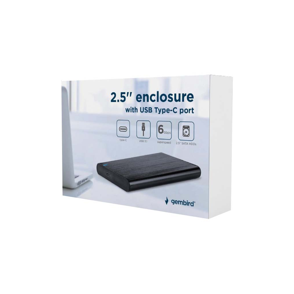 Кишеня зовнішня Gembird 2.5" USB3.1 alum black (EE2-U3S-6) - зображення 4